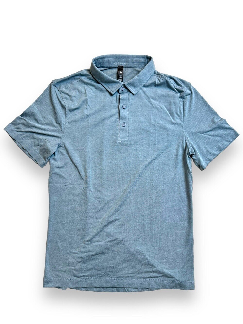 Lululemon Evolution Polo Shirt Men's Small Short Sleeve River Blue Gray Intersec